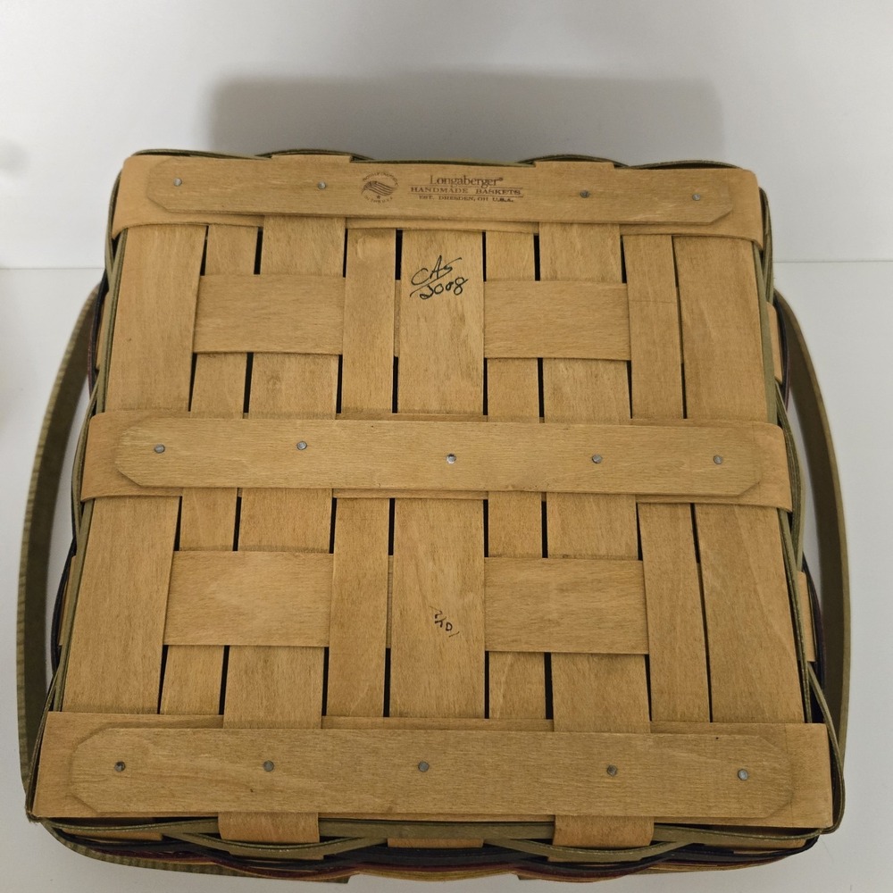 Longaberger 2008 Multicolored Pie Cake Basket w/ Lid Liner Riser 12x 12 NEW - Picture 7 of 8